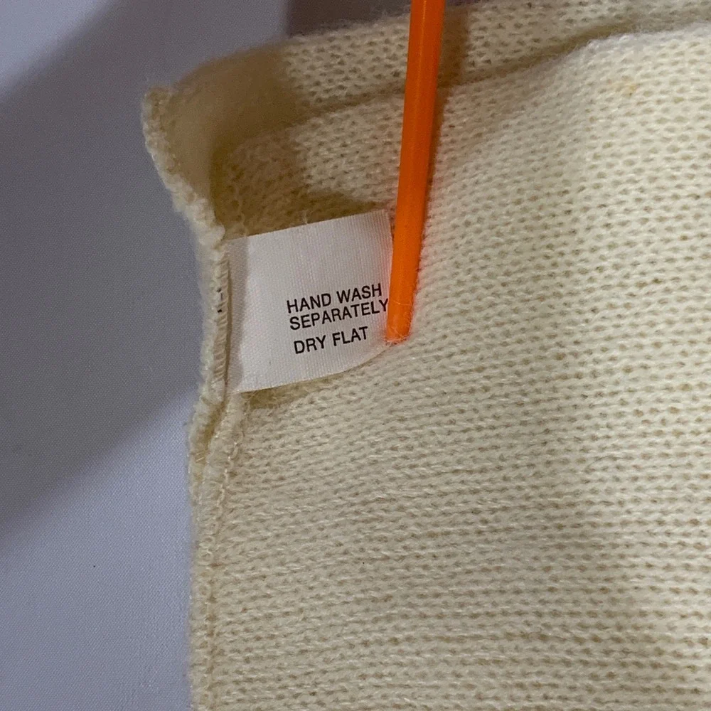Womens Faux Turtleneck Knit Cowl Neck Cream Sleeveless Sweater Vest Hand Wash‎